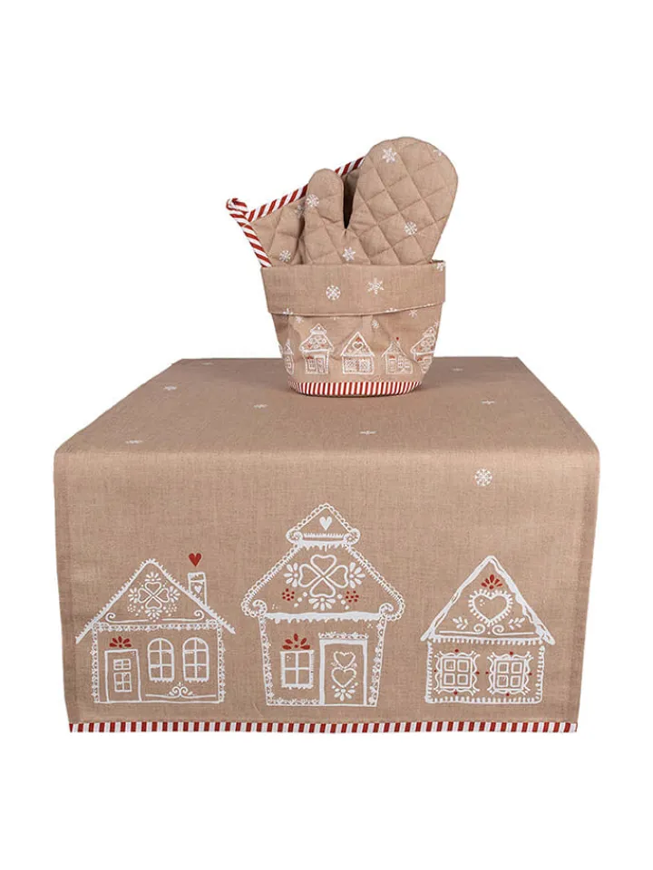 Clayre & Eef Küchentextilien|Tisch- & Küchentextilien<Tischläufer in Beige - (L)140 x (B)50 cm