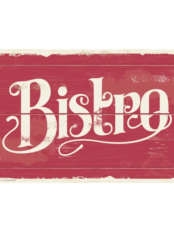 cover-your-desk.de Tisch- & Küchentextilien<Tischsets I Platzsets abwaschbar - Bistro Schriftzug Retro - aus erstklassigem Vinyl (Kunststoff Ð BPA-frei) - 4 Stück - 44 x 32 cm - rutschfeste Tischdekoration