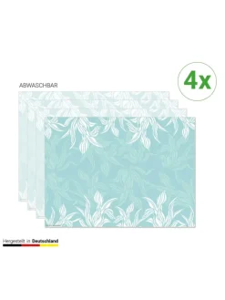 cover-your-desk.de Tisch- & Küchentextilien<Tischsets I Platzsets abwaschbar - Florales Muster in Mint - aus erstklassigem Vinyl (Kunststoff Ð BPA-frei) - 4 Stück - 44 x 32 cm - rutschfeste Tischdekoration