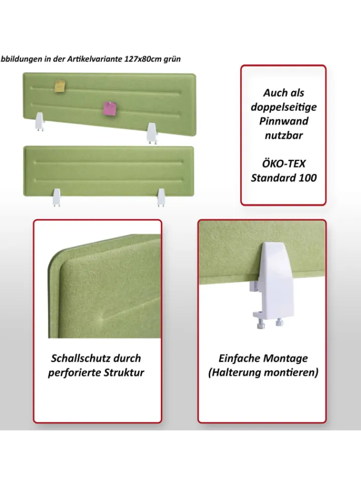 MCW Paravents<Tischtrennwand G76, 100x30cm schwarz