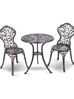 COSTWAY Gartenmöbel<3tlg. Antik Bistroset in Bronze