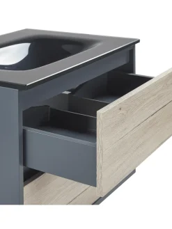 Beliani Badmöbel<3-tlg Badezimmerschrank TERUEL in Grau/Braun