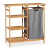 relaxdays Badmöbel<2tlg. Badregal Wäschekorb Set in Natur/Grau - (B)80 x (H)80,5 x (T)33,5 cm