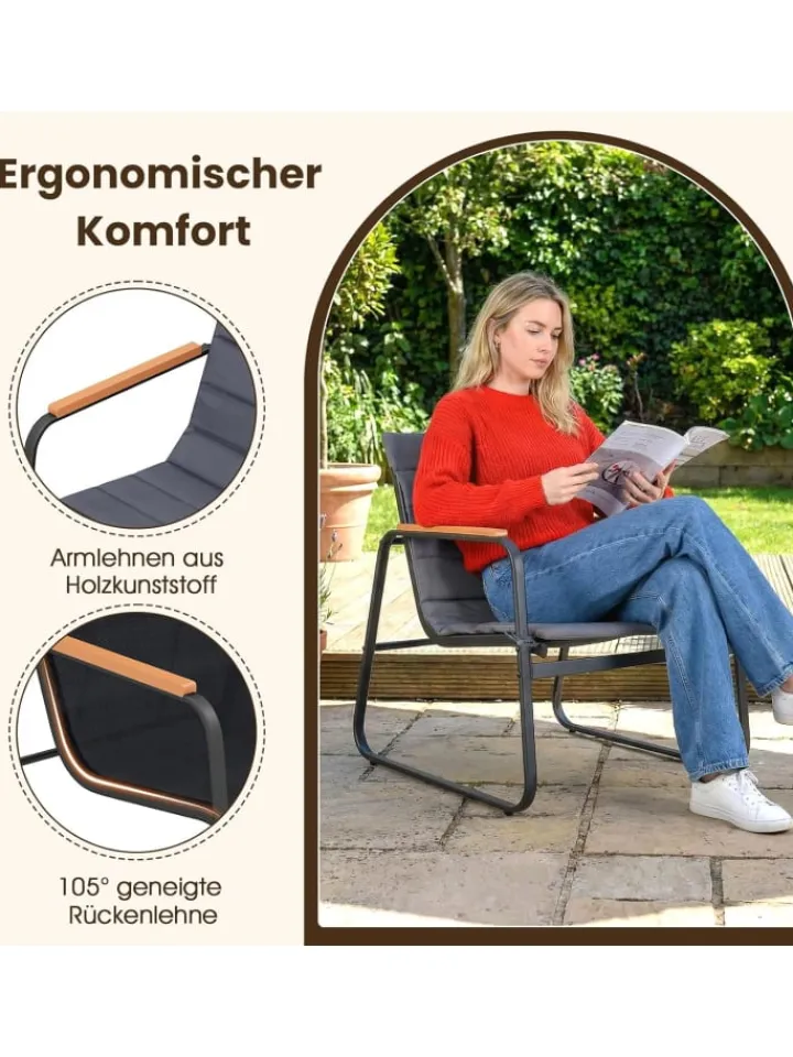 COSTWAY Gartenmöbel<3-tlg. Balkonmöbel Set in Grau