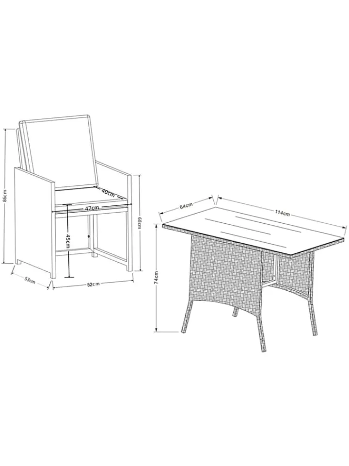 VCM Gartenmöbel<3-tlg Balkonset Gartenmöbel Set Rattan Raloso in Braun