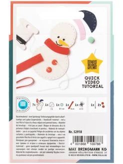 folia PAPER Kreativbedarf & Do-It-Yourself<14tlg. Bastelset "Mini Filzinies Schneemann" - ab 8 Jahren
