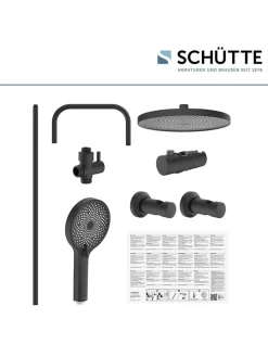 Schütte Badarmaturen<6tlg. Überkopfbrause-Set ''Valencia'' in Schwarz