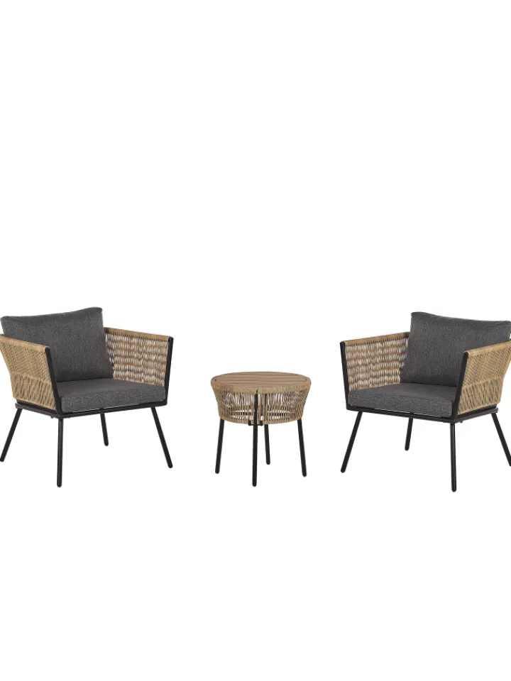 Beliani Gartenmöbel<3-tlg Bistro Set GARGANO in Braun/Grau