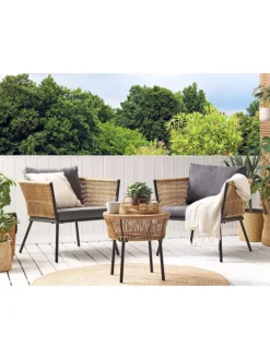 Beliani Gartenmöbel<3-tlg Bistro Set GARGANO in Braun/Grau