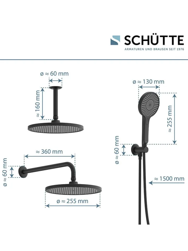 Schütte Badarmaturen<5tlg. Brause-Set ''Karibik'' in Schwarz