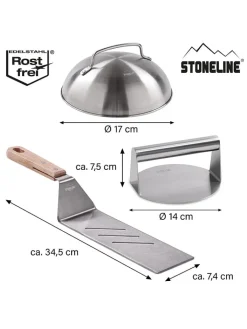 Stoneline Grillen|Küchenelektronik<3tlg. Edelstahl-Burger-Set