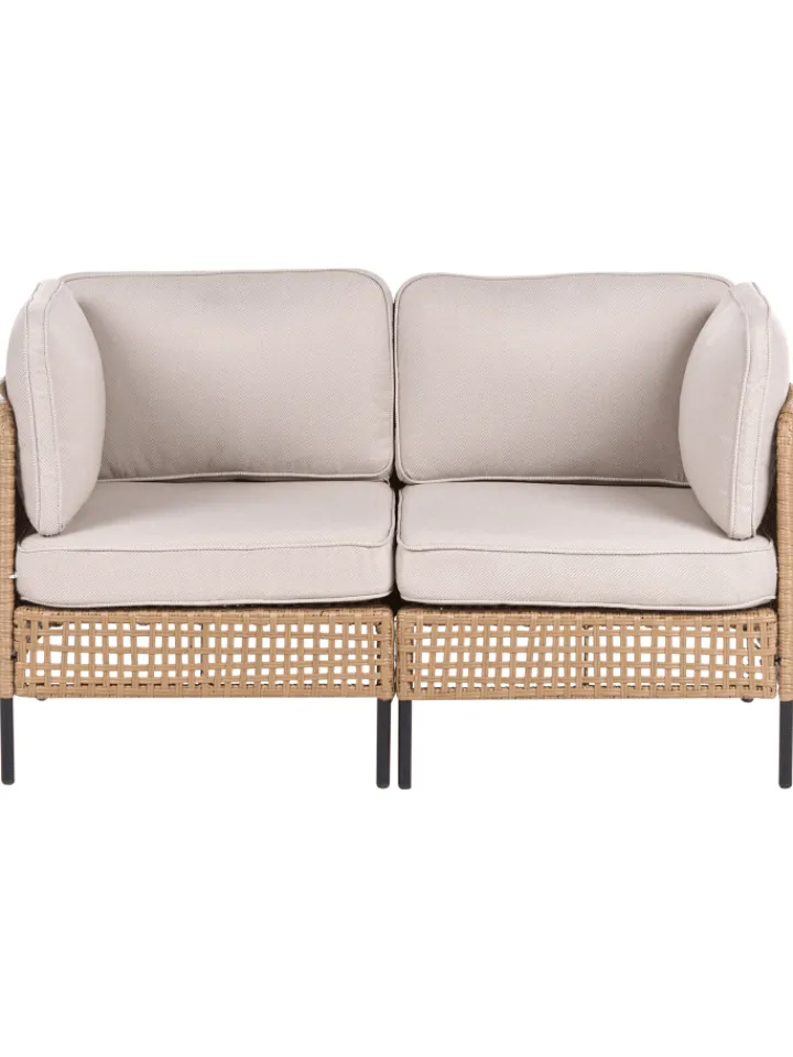 Beliani Gartenmöbel<2-tlg Gartensofa OMEGANA in Beige/Schwarz