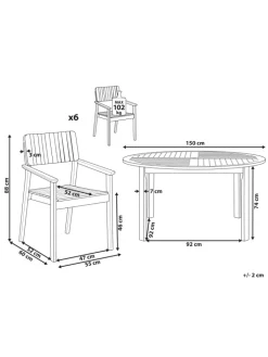 Beliani Gartenmöbel<7-tlg Gartentisch Set AGELLO in Braun