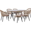 Beliani Gartenmöbel<7-tlg Gartentisch Set ALIANO in Beige/Schwarz