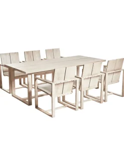 Beliani Gartenmöbel<7-tlg Gartentisch Set AZZANELLO in Braun/Weiß