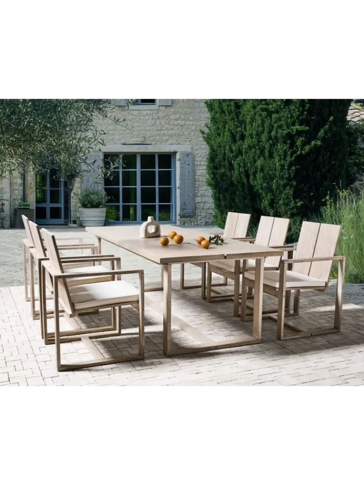 Beliani Gartenmöbel<7-tlg Gartentisch Set AZZANELLO in Braun/Weiß