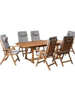Beliani Gartenmöbel<7-tlg Gartentisch Set JAVA PREMIUM in Braun/Grau