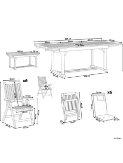 Beliani Gartenmöbel<7-tlg Gartentisch Set JAVA PREMIUM in Braun/Grau