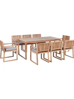 Beliani Gartenmöbel<17-tlg Gartentisch Set SASSARI PREMIUM in Braun/Grau