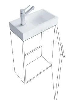 VCM Badmöbel<2-tlg. Gäste WC Waschplatz Waschtisch schmal Slito in Schwarz