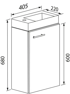 VCM Badmöbel<2-tlg. Gäste WC Waschplatz Waschtisch schmal Slito in Schwarz