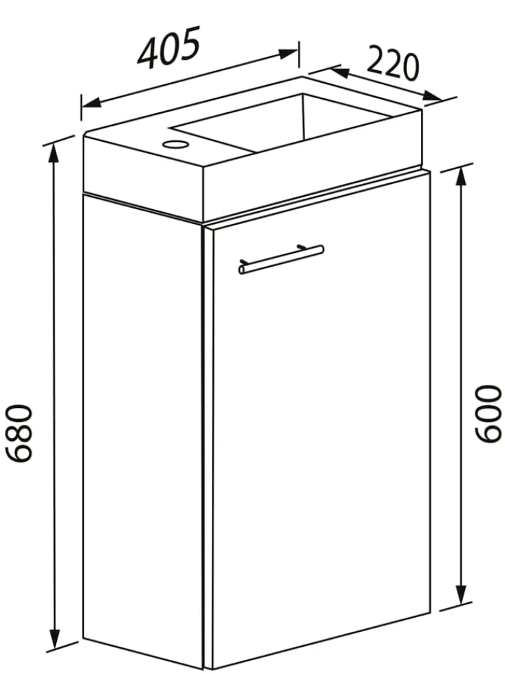 VCM Badmöbel<2-tlg. Gäste WC Waschplatz Waschtisch schmal Slito in Schwarz