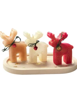 ABERTO DESIGN Kerzen, Vasen & Mehr<4tlg. Kerzen-Set in Beige/ Creme/ Rot