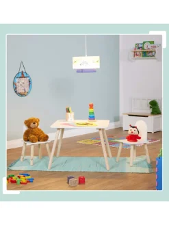 relaxdays Möbel-Sets<3-tlg. Kindersitzgruppe in Weiß/ Natur