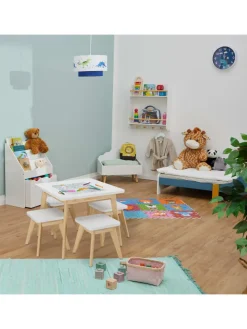 relaxdays Möbel-Sets<5-tlg. Kindersitzgruppe in Weiß/ Natur