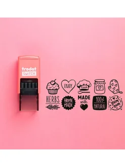 trodat Kreativbedarf & Do-It-Yourself<5tlg. Kreativstempel-Set: "Switch, Selbstgemachtes" in Koralle