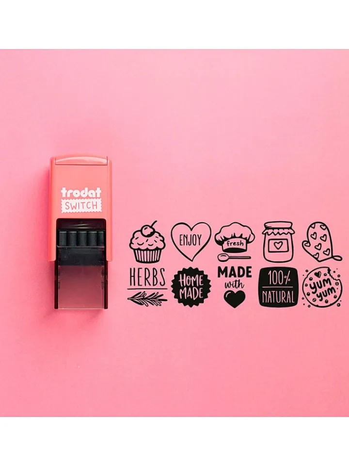 trodat Kreativbedarf & Do-It-Yourself<5tlg. Kreativstempel-Set: "Switch, Selbstgemachtes" in Koralle