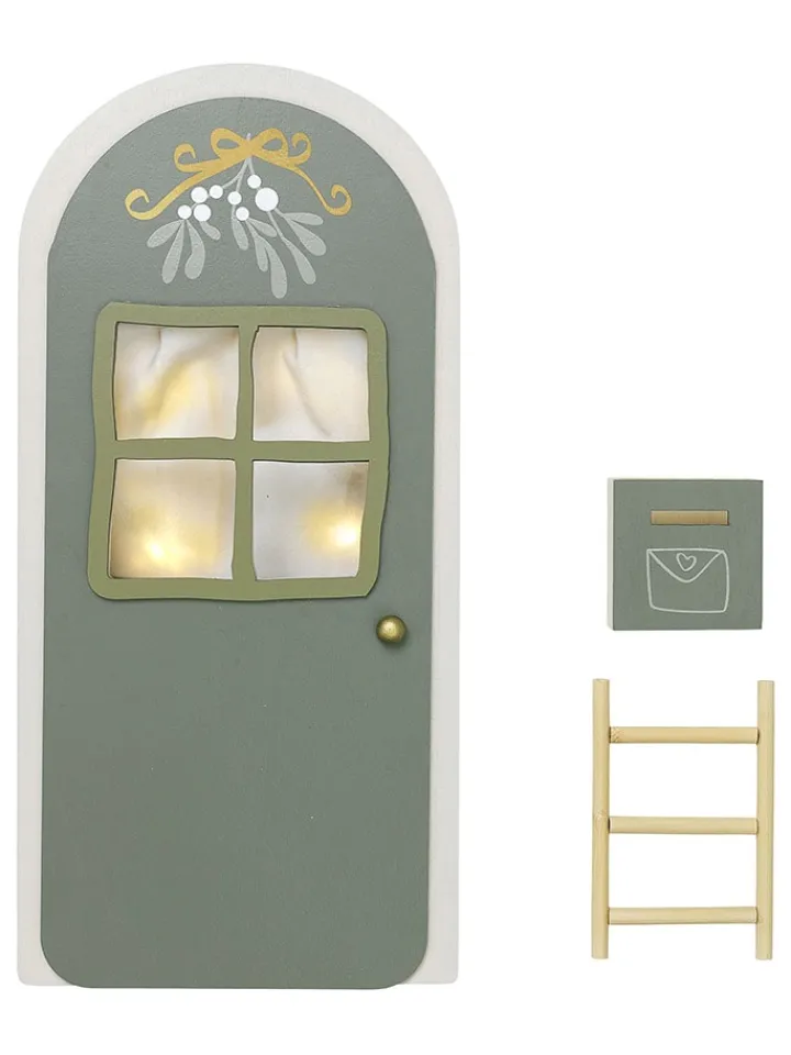 FABELAB Lichterketten & Deko-Leuchten<3tlg. LED-Weihnachtsdeko "Elf Door" in Grün
