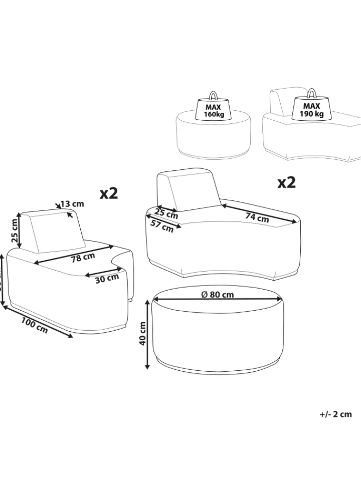 Beliani Gartenmöbel<5-tlg Lounge Set FABRO in Grau