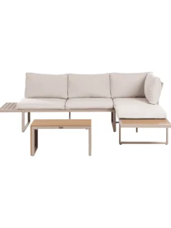 Beliani Gartenmöbel<3-tlg Lounge Set PIENZA in Beige/Braun/Schwarz