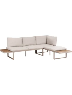 Beliani Gartenmöbel<3-tlg Lounge Set PIENZA in Beige/Braun/Schwarz
