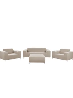 Beliani Gartenmöbel<4-tlg Lounge Set ROVIGO in Beige/Weiß