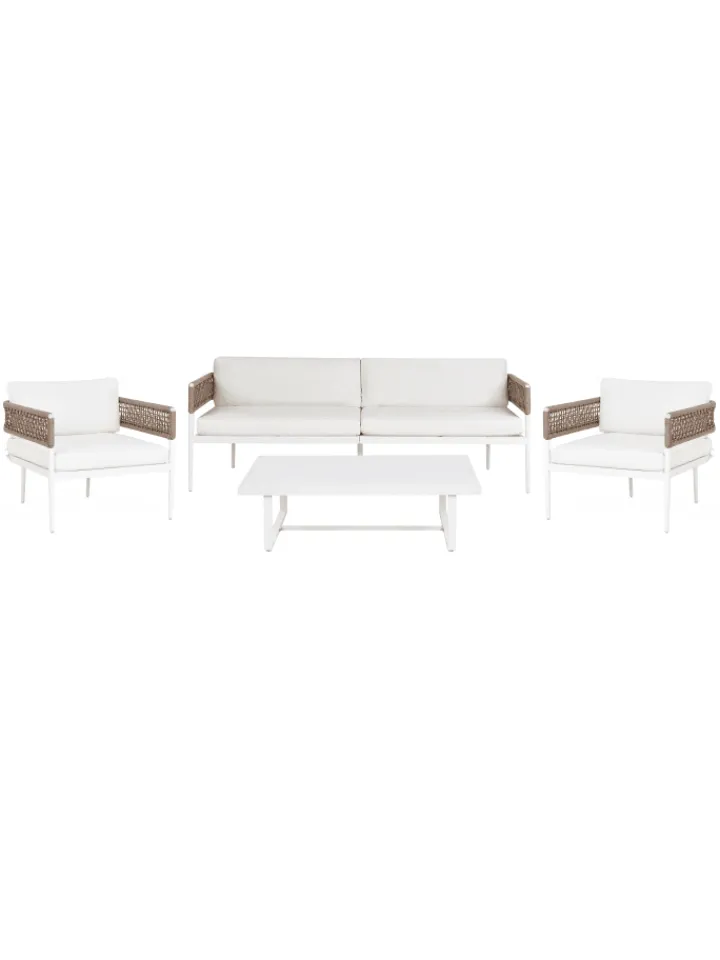 Beliani Gartenmöbel<4-tlg Lounge Set SERLA in Weiß/Beige