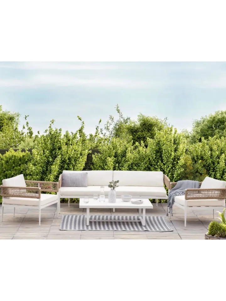Beliani Gartenmöbel<4-tlg Lounge Set SERLA in Weiß/Beige