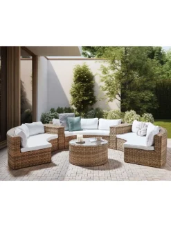 Beliani Gartenmöbel<2-tlg Lounge Set SEVERO in Braun/Weiß