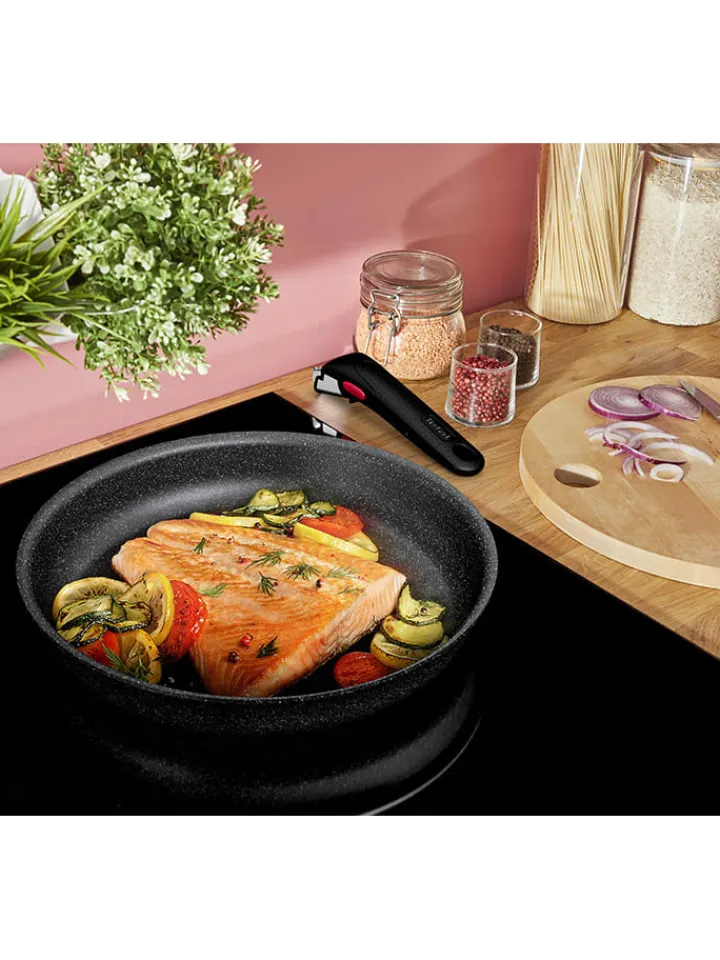 Tefal Kochgeschirr<3tlg. Pfannen-Set "Black Stone" in Schwarz