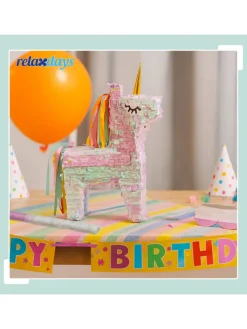 relaxdays Partyzubehör & -Dekoration<3-tlg. Pinata Set "Einhorn" in Bunt