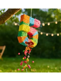 relaxdays Partyzubehör & -Dekoration<3-tlg. Pinata Set "Zahl 5" in Bunt