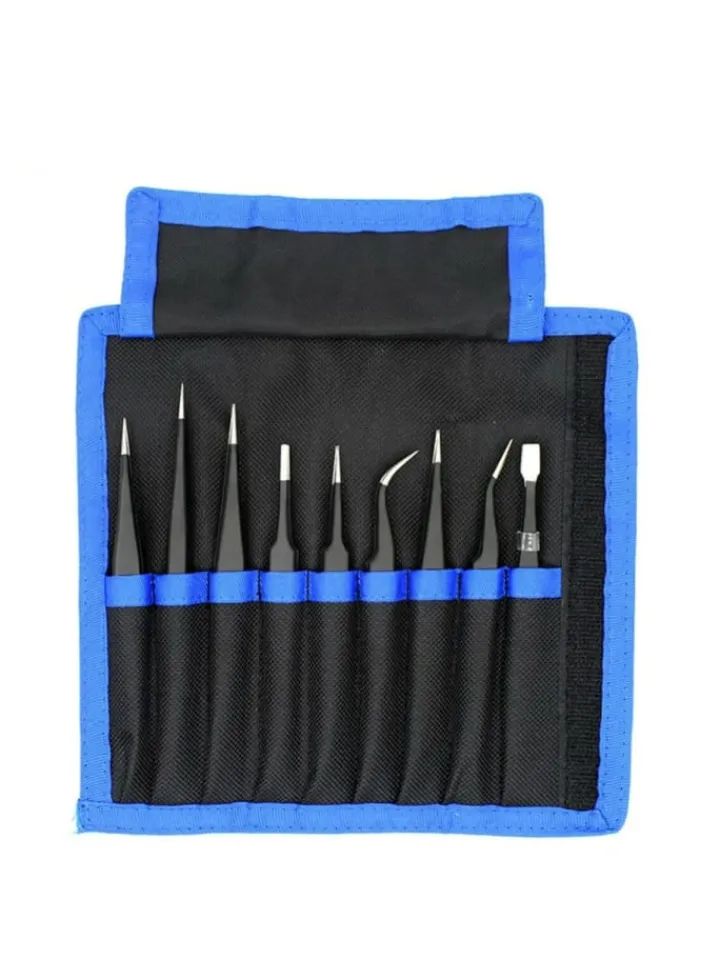 COFI 1453 Weitere Haushaltshelfer<9-tlg. Pinzetten-Set aus hochwertigem Edelstahl ideal geeignet in Schwarz