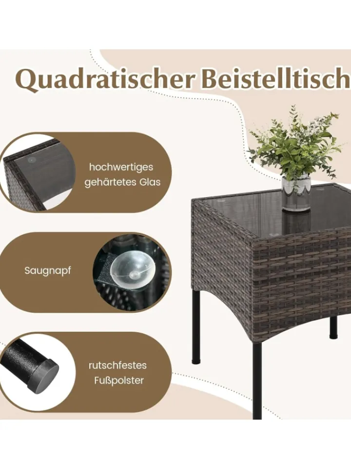COSTWAY Gartenmöbel<3tlg. Rattansessel Set in Weiß