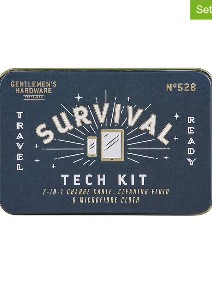 Gentlemen's Hardware Technikzubehör<4tlg. Reiseset "Survival Tech Kit" in Blau/ Weiß