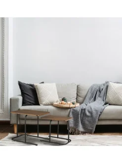 relaxdays Tische<2-tlg. Satztisch-Set in Dunkelbraun/ Schwarz