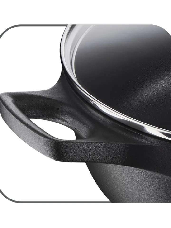 Tefal Kochgeschirr<2tlg. Set: Aluguss-Schmorpfanne "Trattoria Pro" in Schwarz - Ø 28 cm