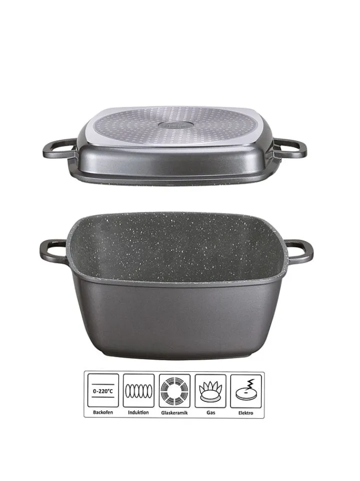 Stoneline Kochgeschirr<5tlg. Set: Bräter in Grau - (L)28 x (B)28 cm
