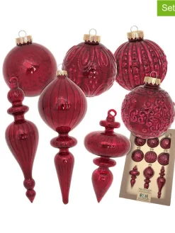 Krebs Glas Lauscha Weihnachtsschmuck<9tlg. Set: Christbaumschmuck in Rot