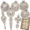 Krebs Glas Lauscha Weihnachtsschmuck<9tlg. Set: Christbaumschmuck in Silber